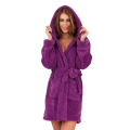 Soft 100% polyester coral fleece bathrobe for women