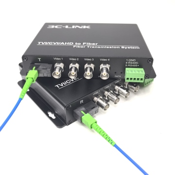 4CH 1080P CVI/TVI/AHD Video Fiber Transmitter Receiver - Hot Plug Support