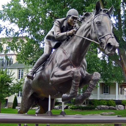 Cowboy bronze sculpture copper cheap Bronze Jockey & Horse Statue