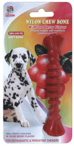 Percell 4.5" Nylon Dog Chew Spiral Bone Rasberry Scent