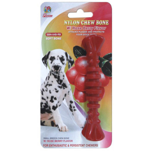 Percell 4.5" Nylon Dog Chew Spiral Bone Rasberry Scent