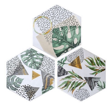 Nordic Green Plants Small Hexagonal Tiles 200x230