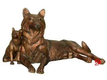 interior decorative Husky Dog statue in bronze