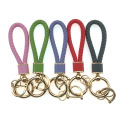 Hot Sale PU Leather Braided Woven Rope Keychain DIY Bag Key Chain Holder Car Trinket Keyring Promotional Keychains & Carabiners