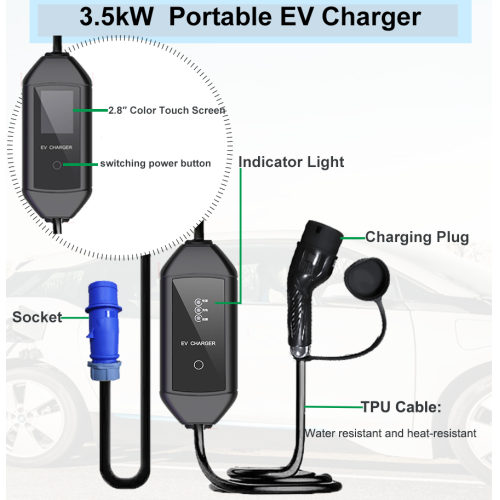 AC 7KW पोर्टेबल कार चार्जर मोड 2 g/bt