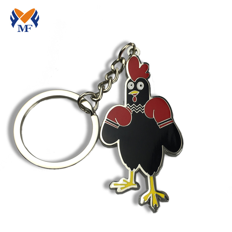 Metal custom chicken shape hard enamel keychain