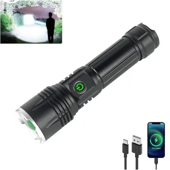 Super Bright, Waterproof Zoom Torch Light: High-Power LED Tactical Flashlight with USB Rechargeable Battery