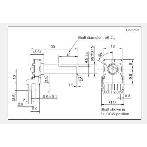 Potenziometro rotativo serie Rk12l