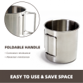 Outdoors Stainless Steel Camping Mugs With Foldable Handle