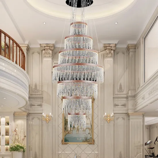 Multilayer Large Stainless Steel Crystal Hotel Chandelier