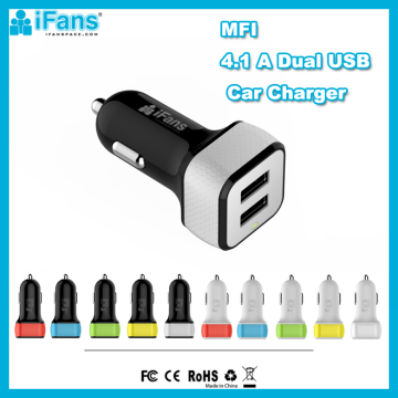 MFI 4.1A Dual USB Car Charger With Twin Socket