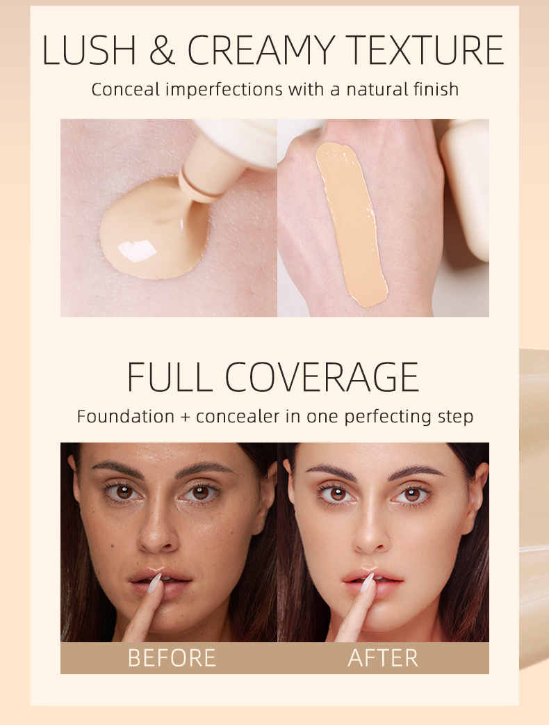 Custom NEW Foundation Makeup Set Sunscreen SPF Waterproof Concealer Custom Private Label Liquid Foundation Makeup with Brush