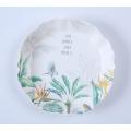 Natural leaf design pattern wave round serving tray