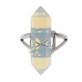 New Fashion Natural Stone Hexagonal Prism Beads Wrapped Silver Wire Chakra Charms Crystal Rings