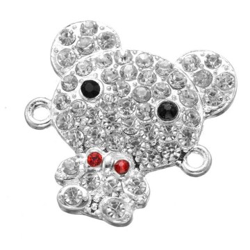 Fashion jewelry Crystal silver colour Bear Pendant Necklace Gift Jewelry accessorie for necklace