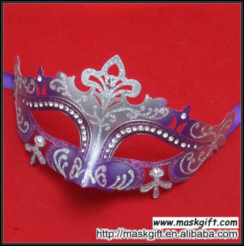 Wholesale High Quality Purple And Silver Masquerade Mask With Ringstones