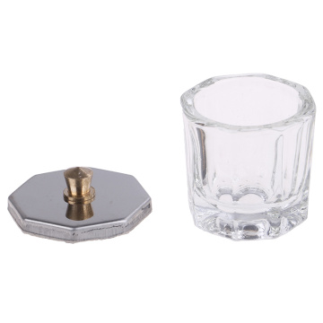 2Styles Acrylic Nail Crystal Glass Dappen Dish Bowl Cup With Cap Acrylic Powder Liquid Cup Liquid Powder Manicure Nail Art Tools