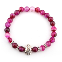 Fashion Charm Red Banded Agate Stone Bead Bracelet