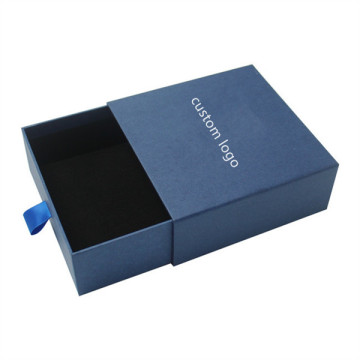 Navy Blue Rigid Cardboard Sliding Box with Sleeve - Custom Printing Jewelry Packaging