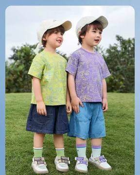 Boys' ice silk printed T-shirt short sleeve