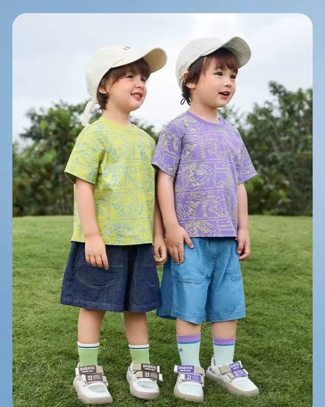 Boys' ice silk printed T-shirt short sleeve