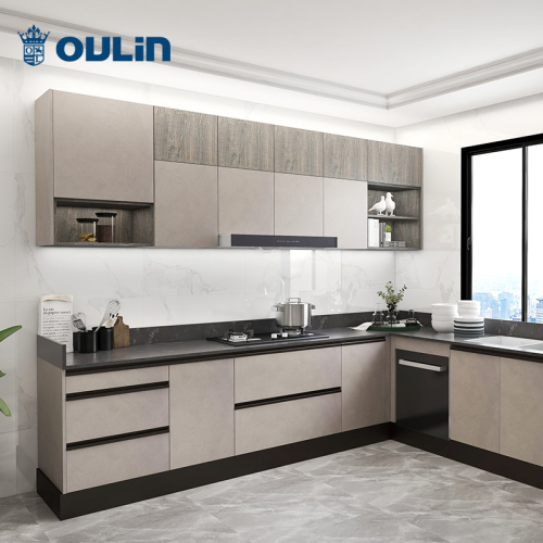 Melamine Cupboards Modern minimalist gray kitchen solid wood kitchen cabinet Factory