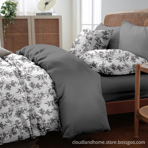 Cloudland Alia Printed Designer Cotton Bed Sheet Set Queen Size 3 Pieces