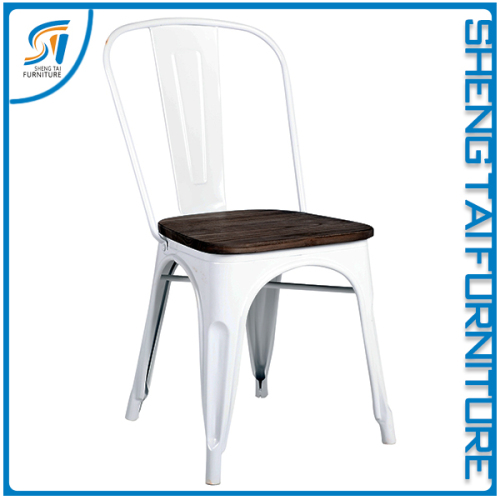 Clear white chair metal frame stackable dining furniture