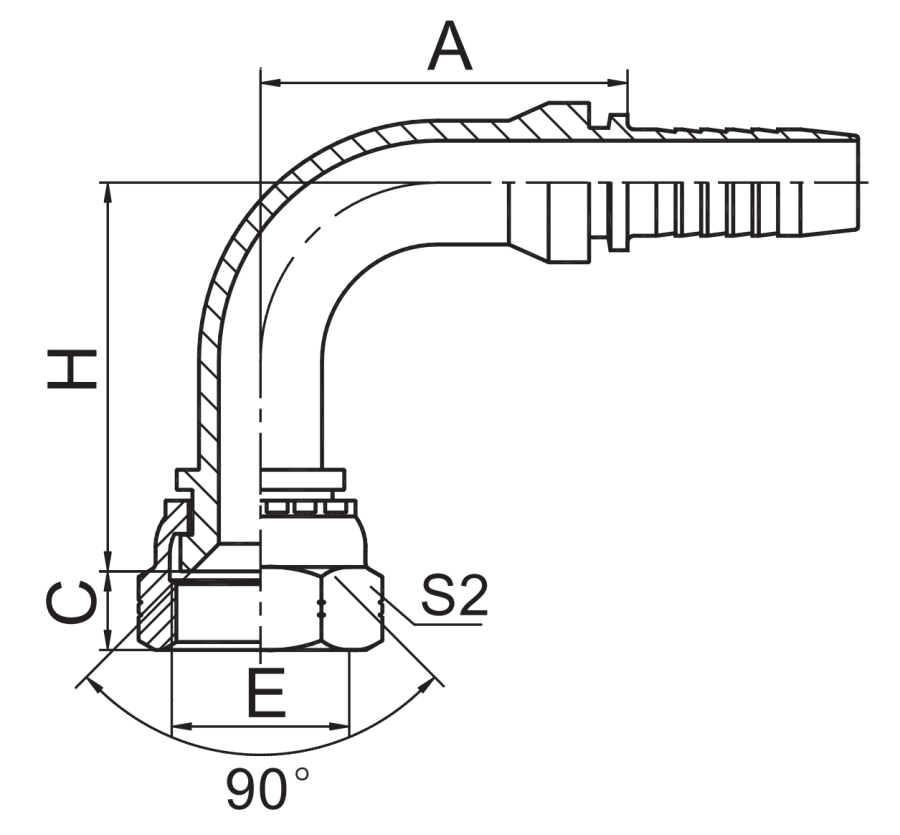 90 Sae Female 90 Cone Seat Hydraulic Fitting Drawings