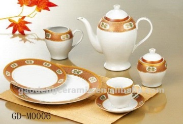 7 pcs bone china tea set with typical decal