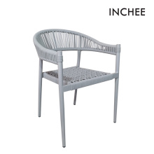 Light Gray Outdoor Arm Dining Chair Modern Outdoor Terrace Light Gray Dining Chairs Factory