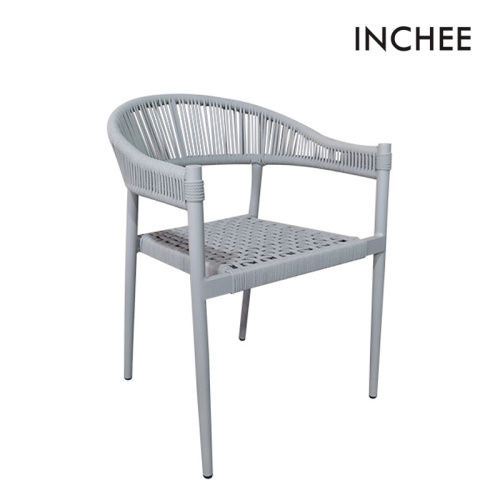 Light Gray Outdoor Arm Dining Chair Modern Outdoor Terrace Light Gray Dining Chairs Factory