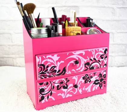 Painted Wooden Maquillage Containing Box