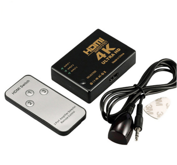 4K HDMI 3-Port Switcher with Audio Support and Remote Control