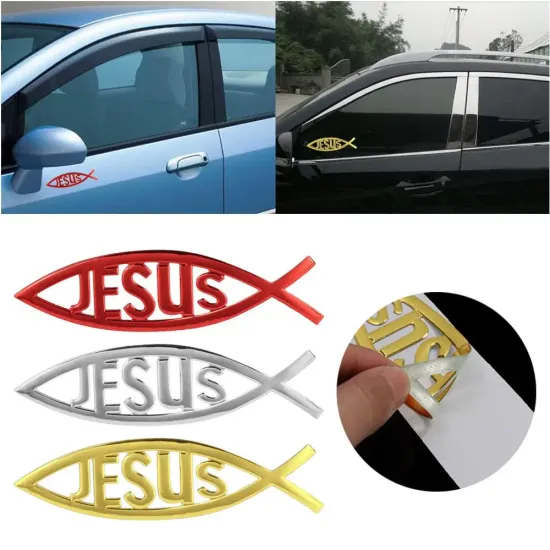 Christian Fish Symbol 3D Decal Sticker for Car and Truck Decor