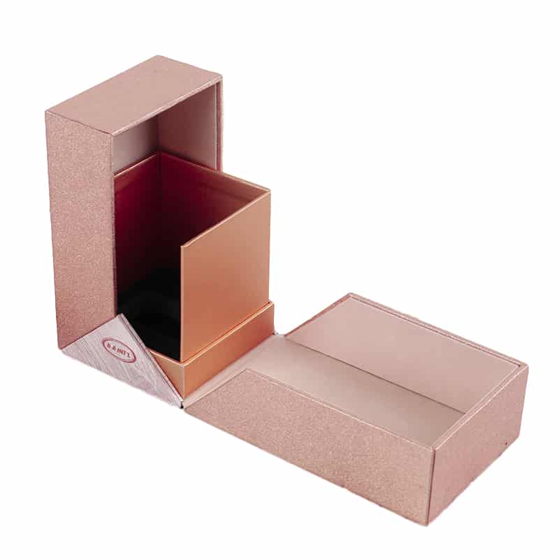Caixa de perfume de papel duplo aberto rosa personalizado OEM