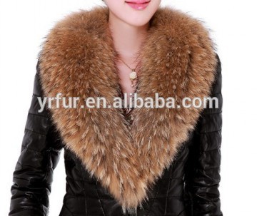 Genuine real raccoon fur collar for coats/cheap ostrich feathers