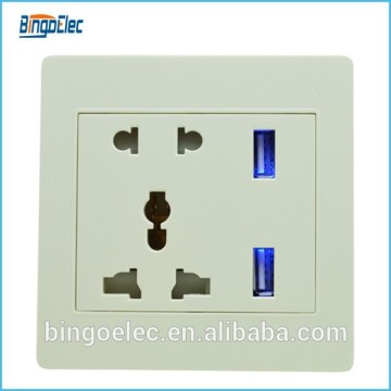 5pin socket with double usb wall socket