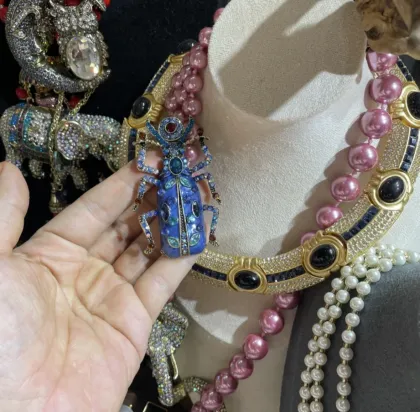 Vintage enamel scarab brooch