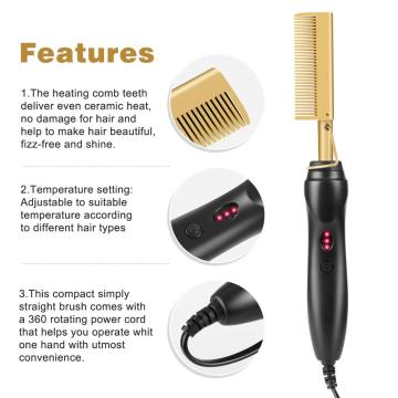 AliLeader New Arrival Ceramic Pressing Comb 360 Degree Cord High Heat Professional Electric Hair Straightener Hot Comb