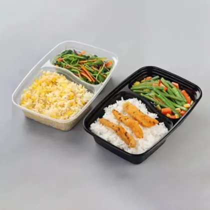 Biodegradable 2 Compartment Disposable Safe Plastic Meal Box