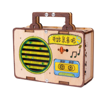 Customizable Kids' Wooden 3D Puzzle Sound Recorder: An Interactive DIY Game Set for Unisex Play