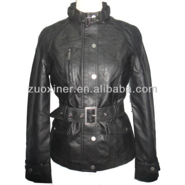 Women's casual PU leather washed jacket,faux leather jacket women