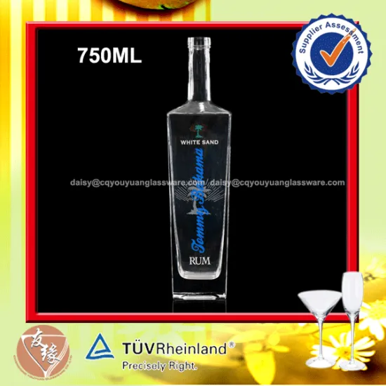 Cheap price flask square whiskey 750ml rum glass bottle for sale