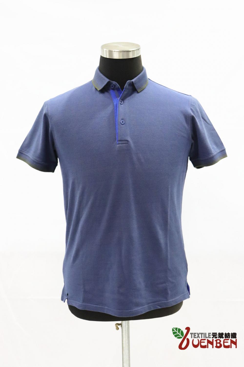 PK de fio misto masculino com gola jacquard polo