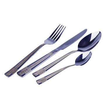 Flatware Stainless Steel Cutlery, Includes Golden-plated Fork, Knife and Spoons