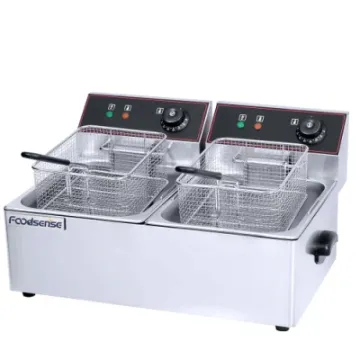 2 Tanks 2 Baskets Electric Fryer 6L Commercial Electric Oil Outlet Deep Fryer