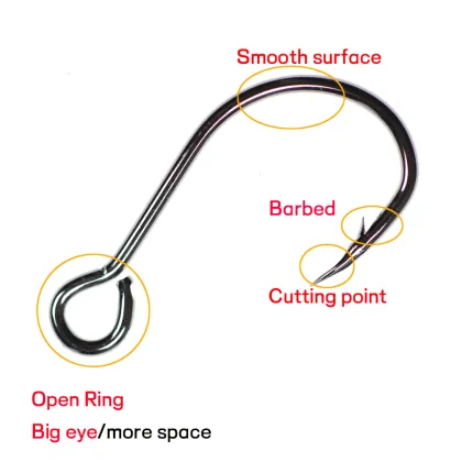 High Carbon Steel Big Eye Single Fish Lure Hooks for Carp Fishing Tackle