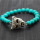 Turquoise 8MM Round Beads Stretch Gemstone Bracelet with Diamante alloy leopard head Piece