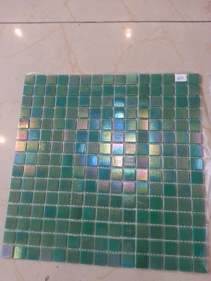 Glass Mosaic, Green & Rainbow Swimming Pool Mosaic